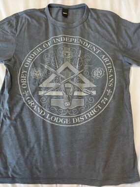 Y2K Vintage OBEY T-shirt Masonic Inspired Design